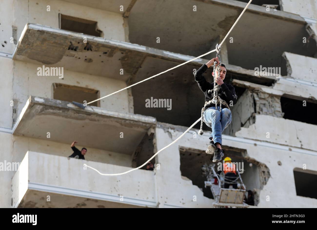 Gaza, Palestine. 01st Mar, 2022. Members of Palestinian Civil defence ...