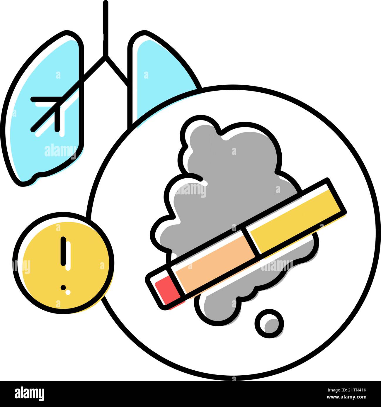 cigarette smoke lungs cancer color icon vector illustration Stock ...