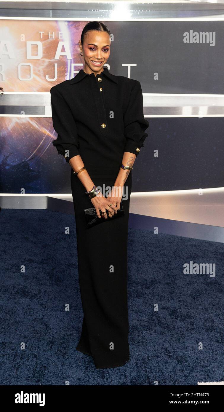 Zoe Saldana wearing dress by Yves Saint Laurent attends The Adam