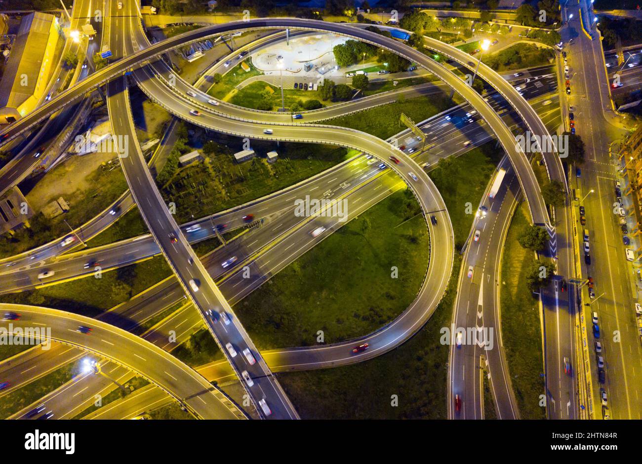 Highway road at night Stock Photo