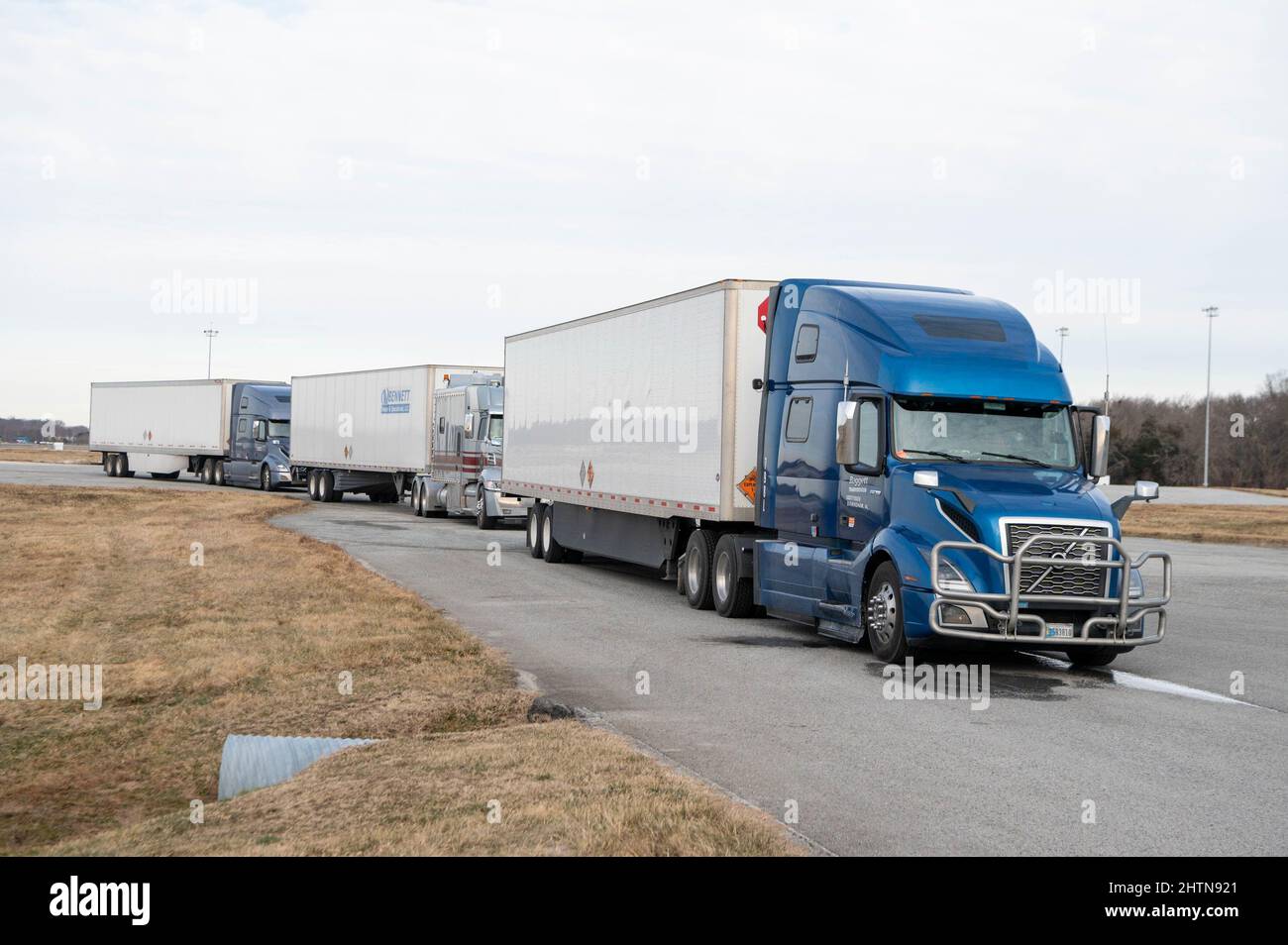 Dover, Delaware, USA. 21st Jan, 2022. Trucks deliver ammunition