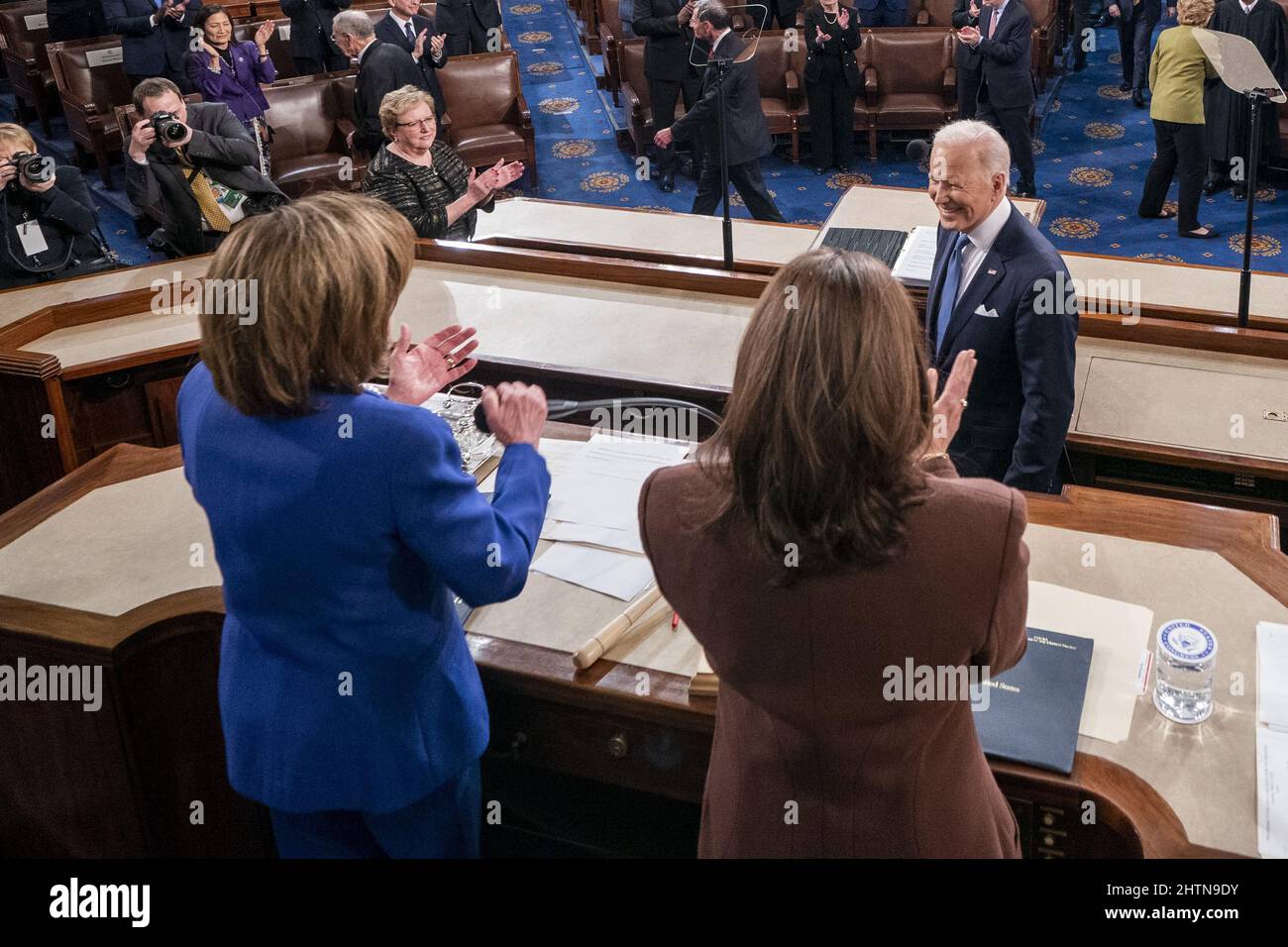 Washington, United States. 01st Mar, 2022. President Joe Biden delivers his first state of the Union Address to a joint session of Congress at the U.S. Capitol in Washington, DC on Tuesday, March 1, 2022. Pool photo by Shawn Thew/UPI Credit: UPI/Alamy Live News Stock Photo