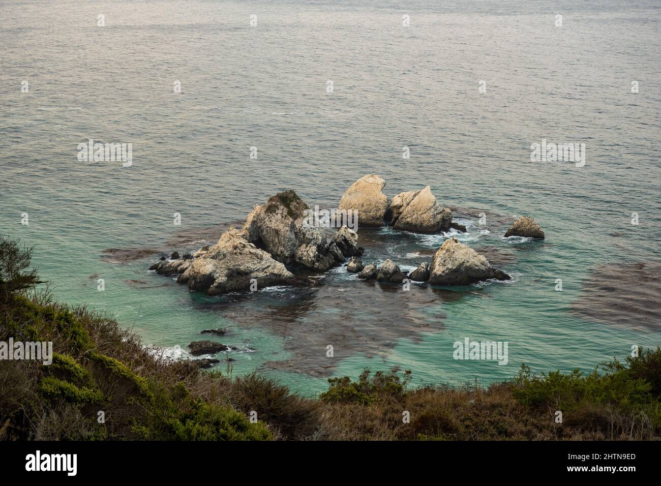Grouping of Small Sea Stacks In Shallow Water Along Big Sur Coast in ...