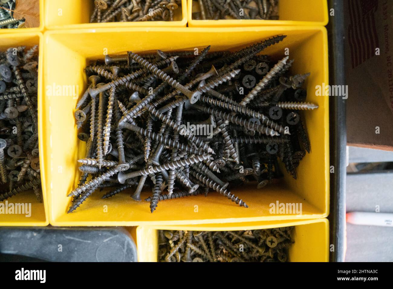 inventory, nails, bin, construction, sort, fasteners, toolbox
