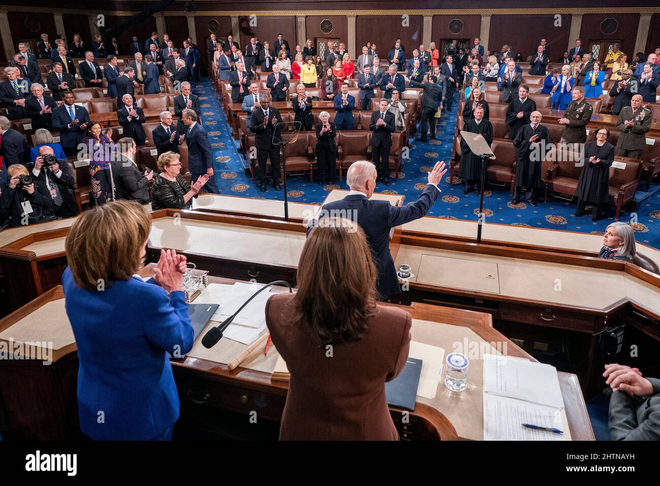 US President Joe Biden delivers his State of the Union address before a joint session of Congress in the United States House of Representatives chamber on Capitol Hill in Washington, DC, USA 01 March 2022. President Biden's speech comes amid Russia's ongoing invasion and bombardment of Ukraine.Credit: Shawn Thew/Pool via CNP /MediaPunch Stock Photo