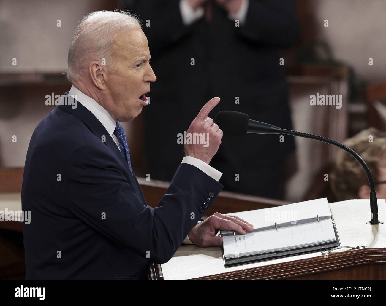 Washington, United States. 01st Mar, 2022. President Joe Biden delivers his first state of the Union Address to a joint session of Congress at the U.S. Capitol in Washington, DC on Tuesday, March 1, 2022. Pool photo by Win McNamee/UPI Credit: UPI/Alamy Live News Stock Photo