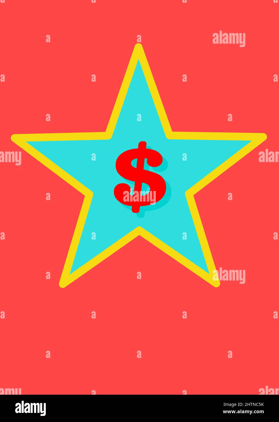 Dollar symbol in a star with red background Stock Vector
