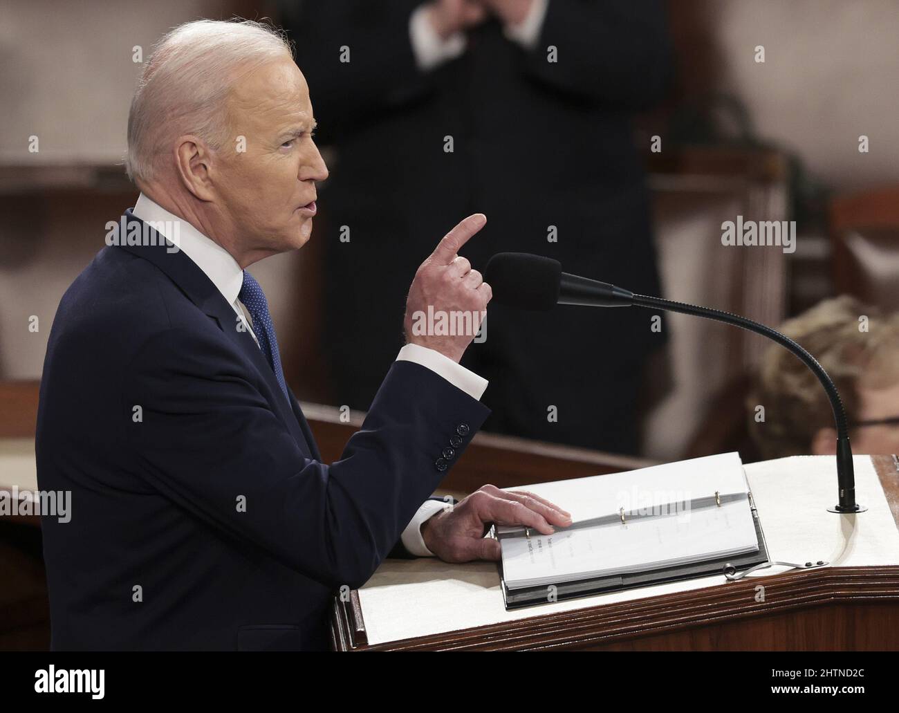 Washington, United States. 01st Mar, 2022. President Joe Biden delivers his first state of the Union Address to a joint session of Congress at the U.S. Capitol in Washington, DC on Tuesday, March 1, 2022. Pool photo by Win McNamee/UPI Credit: UPI/Alamy Live News Stock Photo