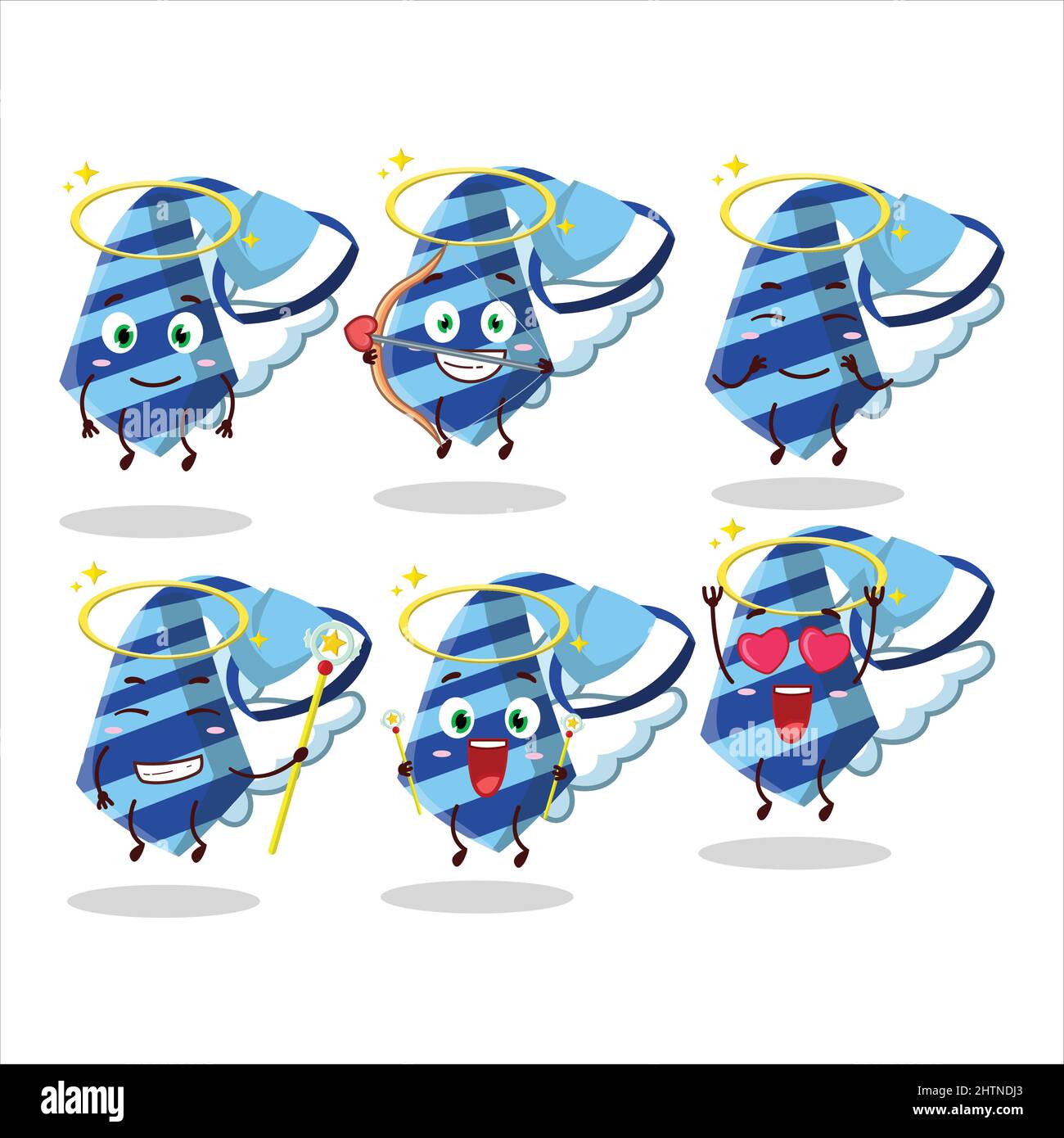 Blue Tie Cartoon Designs As A Cute Angel Character Vector Illustration