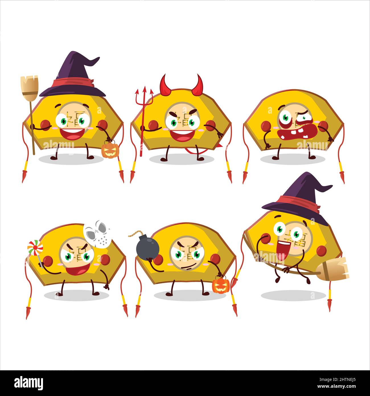 Halloween expression emoticons with cartoon character of yellow chinese ...