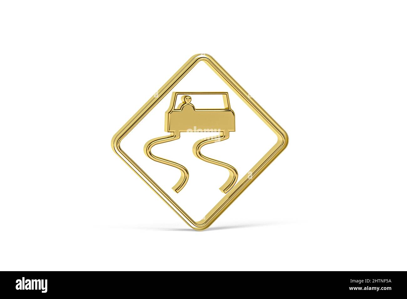 Golden 3d road sign isolated on white background - 3d render Stock ...