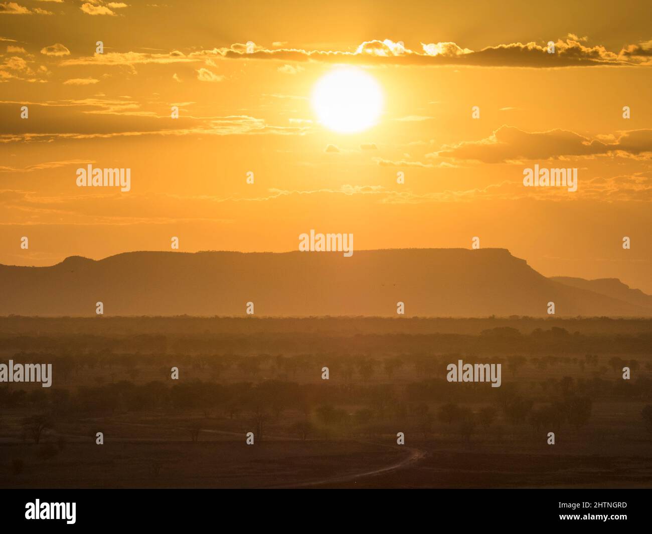 Sunrise over House Roof Hill from Telegraph Hill, East Kimberley Stock Photo