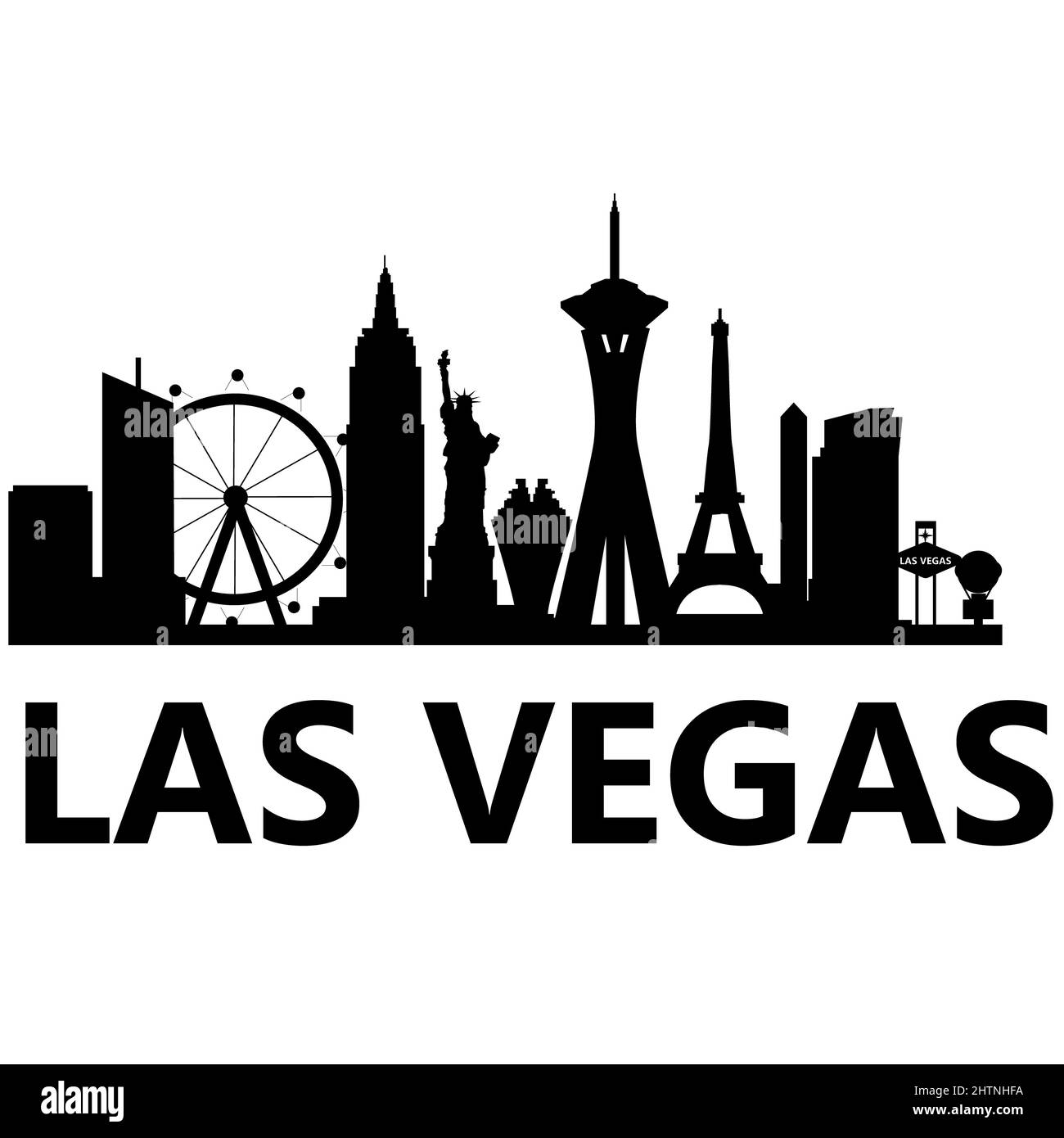 Las Vegas city skyline on white background. Las Vegas city, USA ...