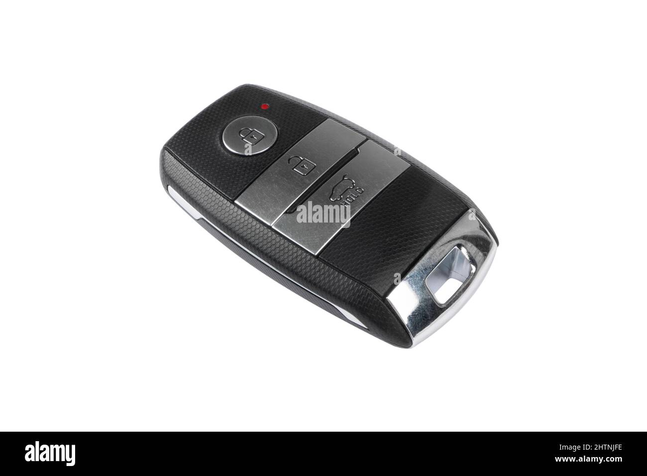 Modern wireless car key ignition isolated on white background. Wireless