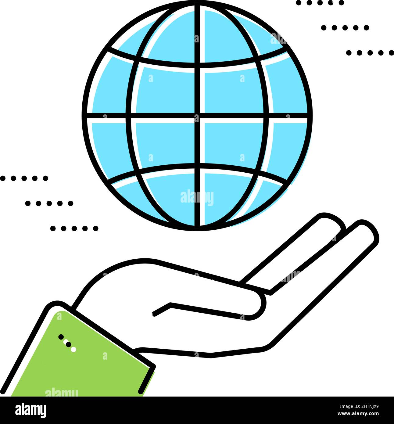 hand holding earth sphere color icon vector illustration Stock Vector ...