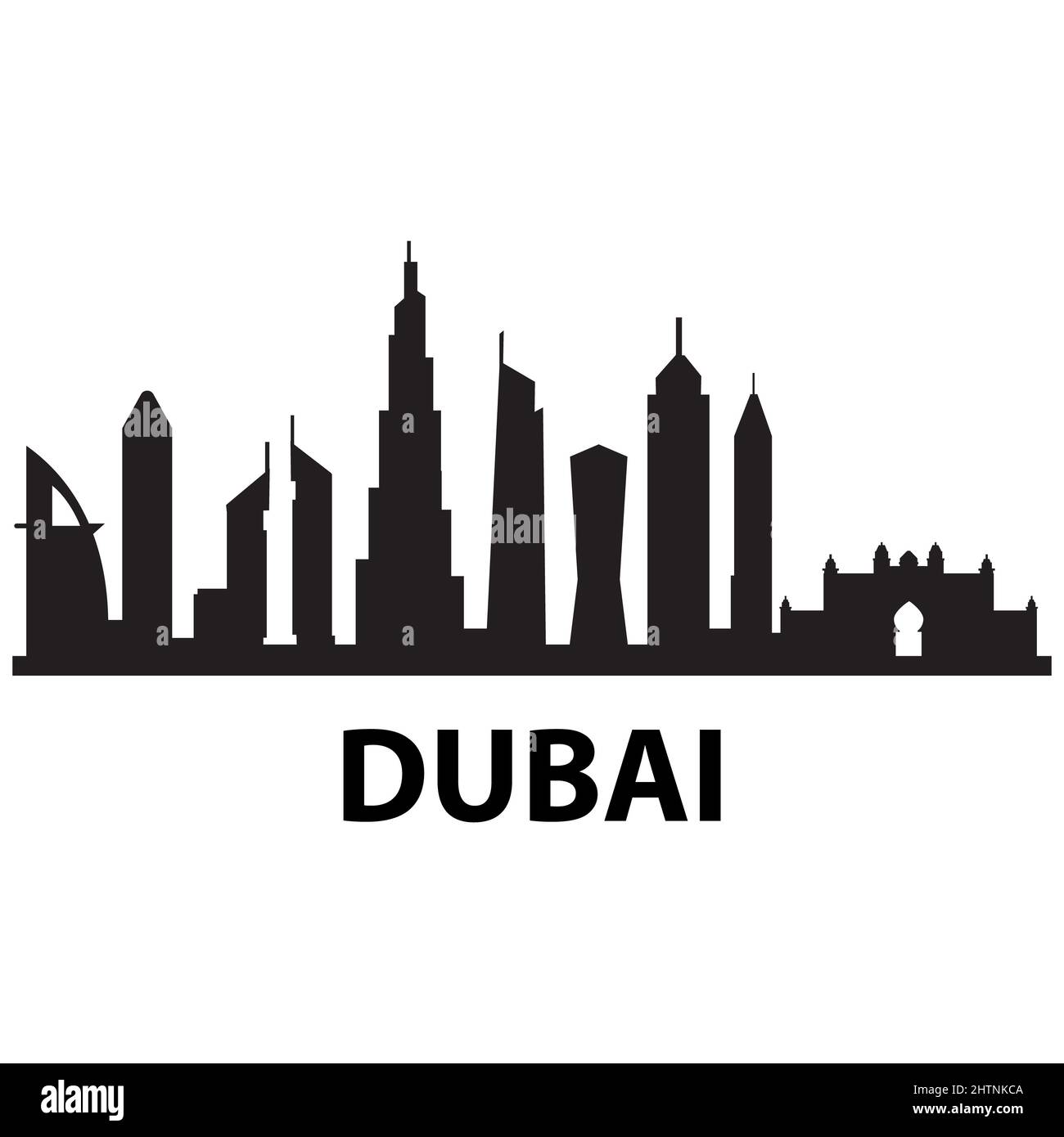 Dubai skyline on white background. Dubai city. United Arab Emirates ...