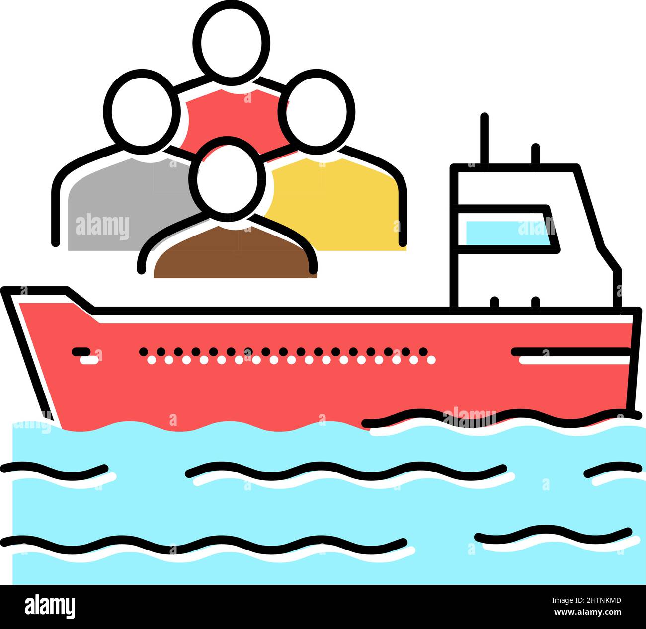 ship transportation refugee color icon vector illustration Stock Vector