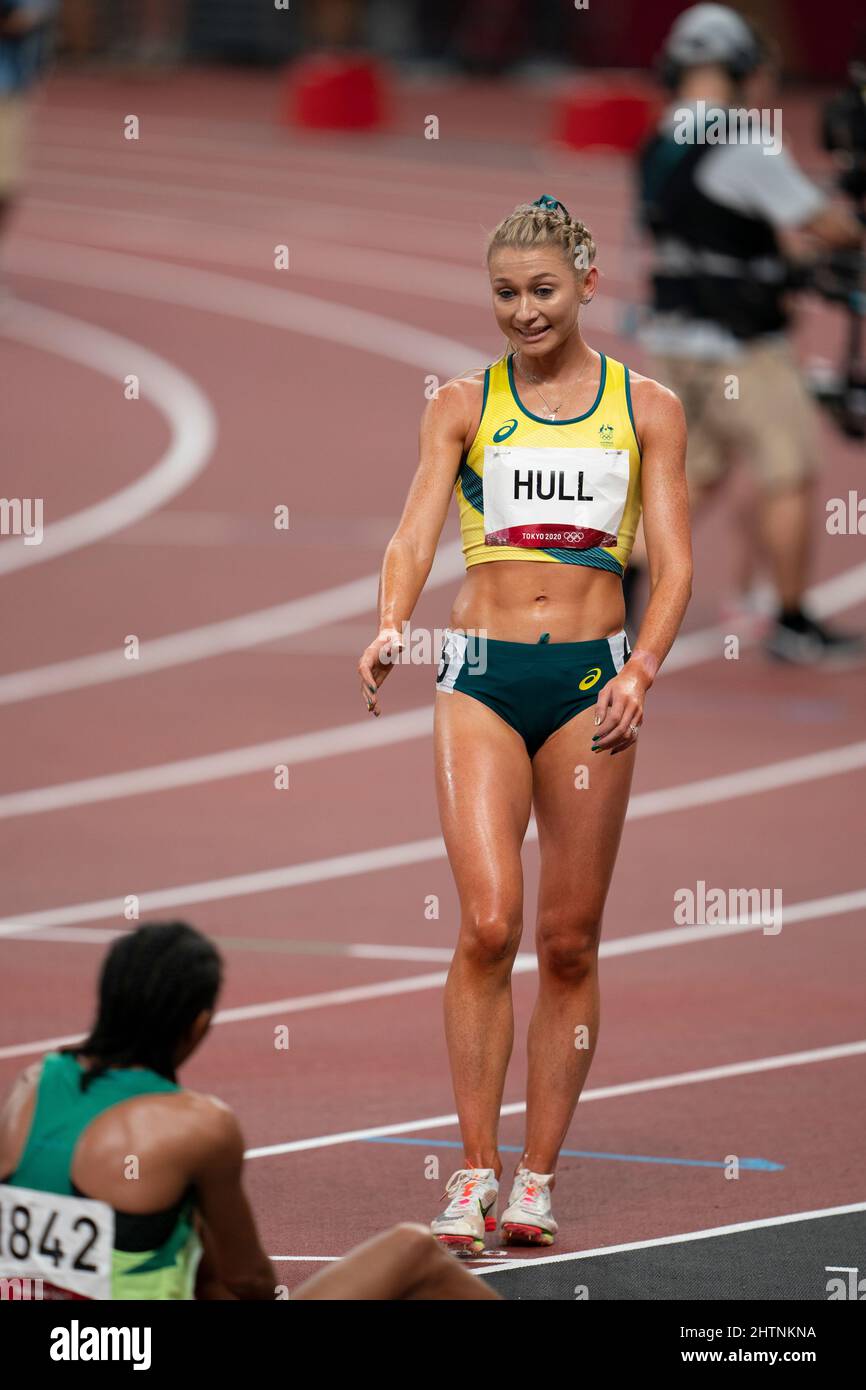 Jessica Hull hugging a friend at the finish line in the 1500 meters at ...