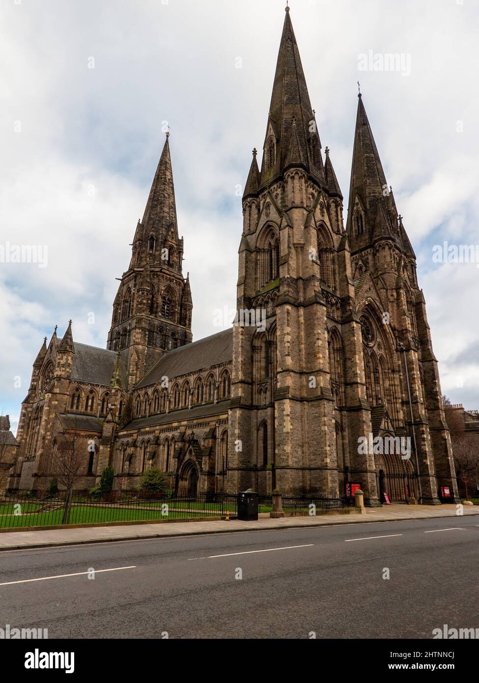 St Mary's Episcopal Cathedral exterior in gothic style architecture, Edinburgh, Scotland, UK Stock Photo