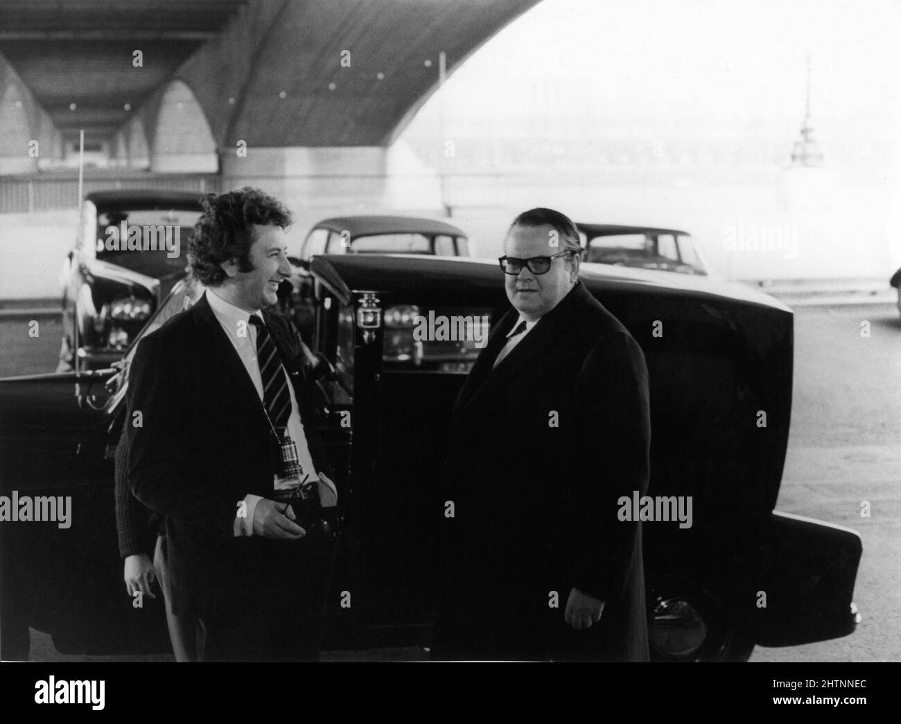 Director Michael Winner And Orson Welles On Set Location Candid During