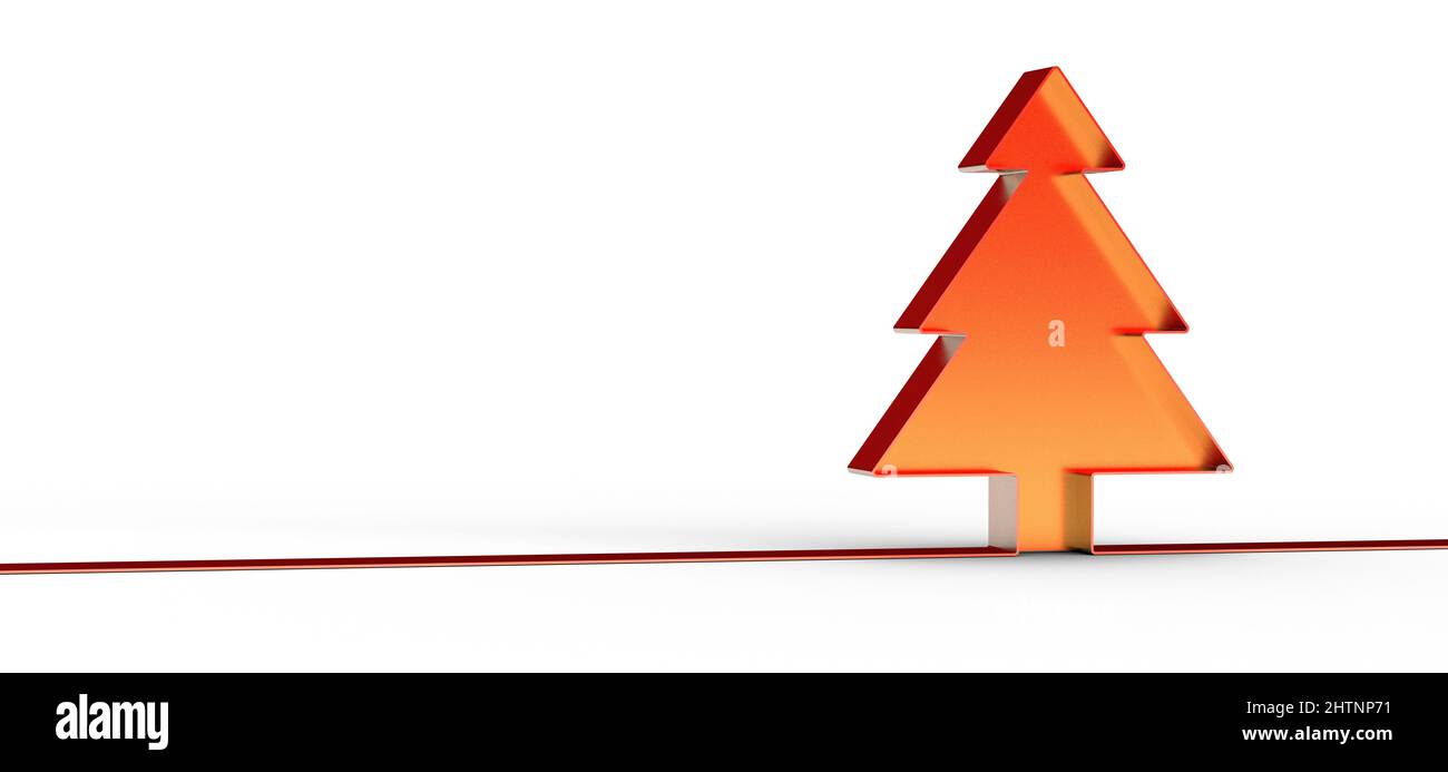 3D rendering of a simple designed Christmas tree isolated on a white ...