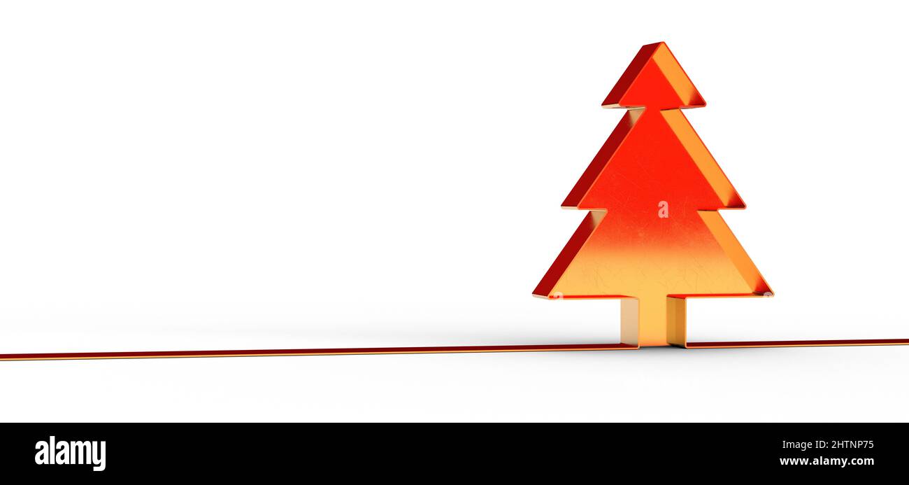 3D rendering of a simple designed Christmas tree isolated on a white ...
