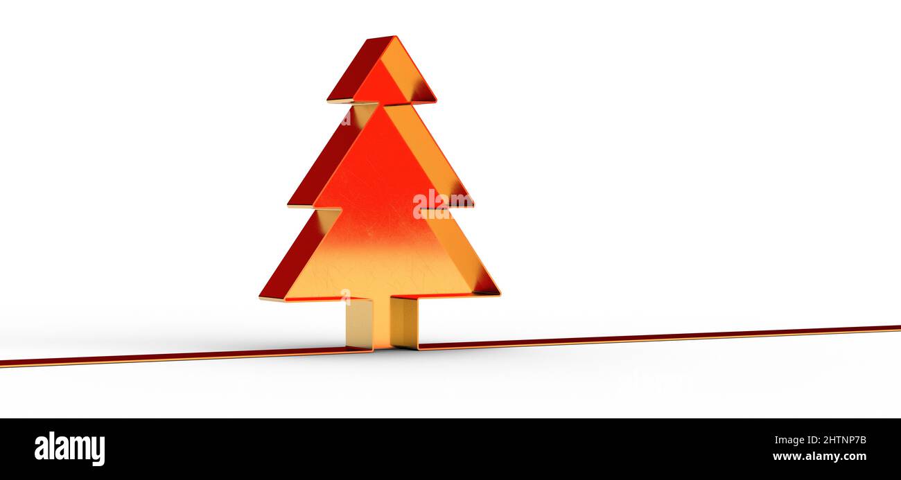 3D rendering of a simple designed Christmas tree isolated on a white ...