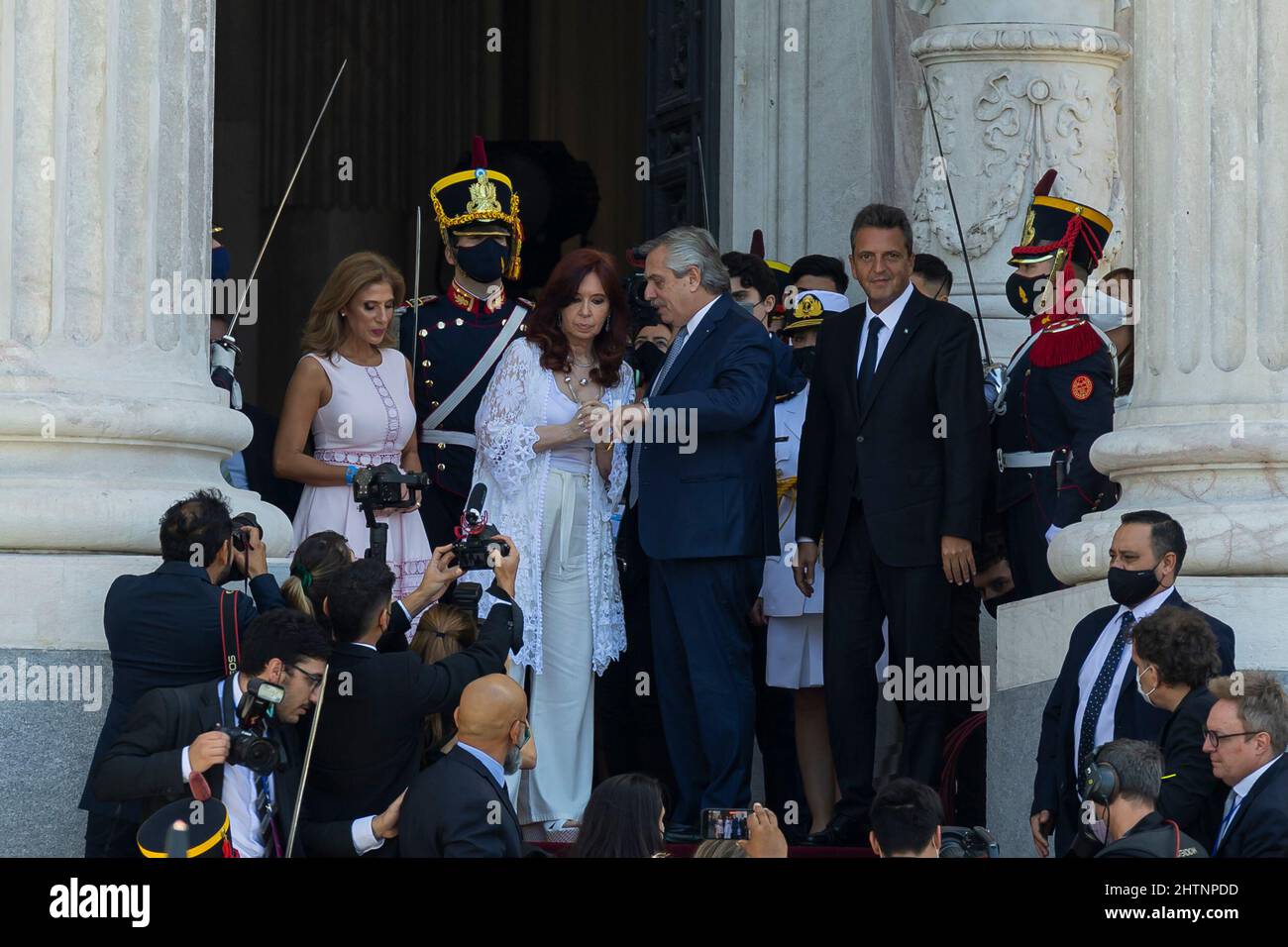 Ciudad De Buenos Aires, Argentina. 01st Mar, 2022. President Alberto Fernández and Cristina Kirchner after the opening of ordinary sessions of the National Congress. (Photo by Esteban Osorio/Pacific Press) Credit: Pacific Press Media Production Corp./Alamy Live News Stock Photo