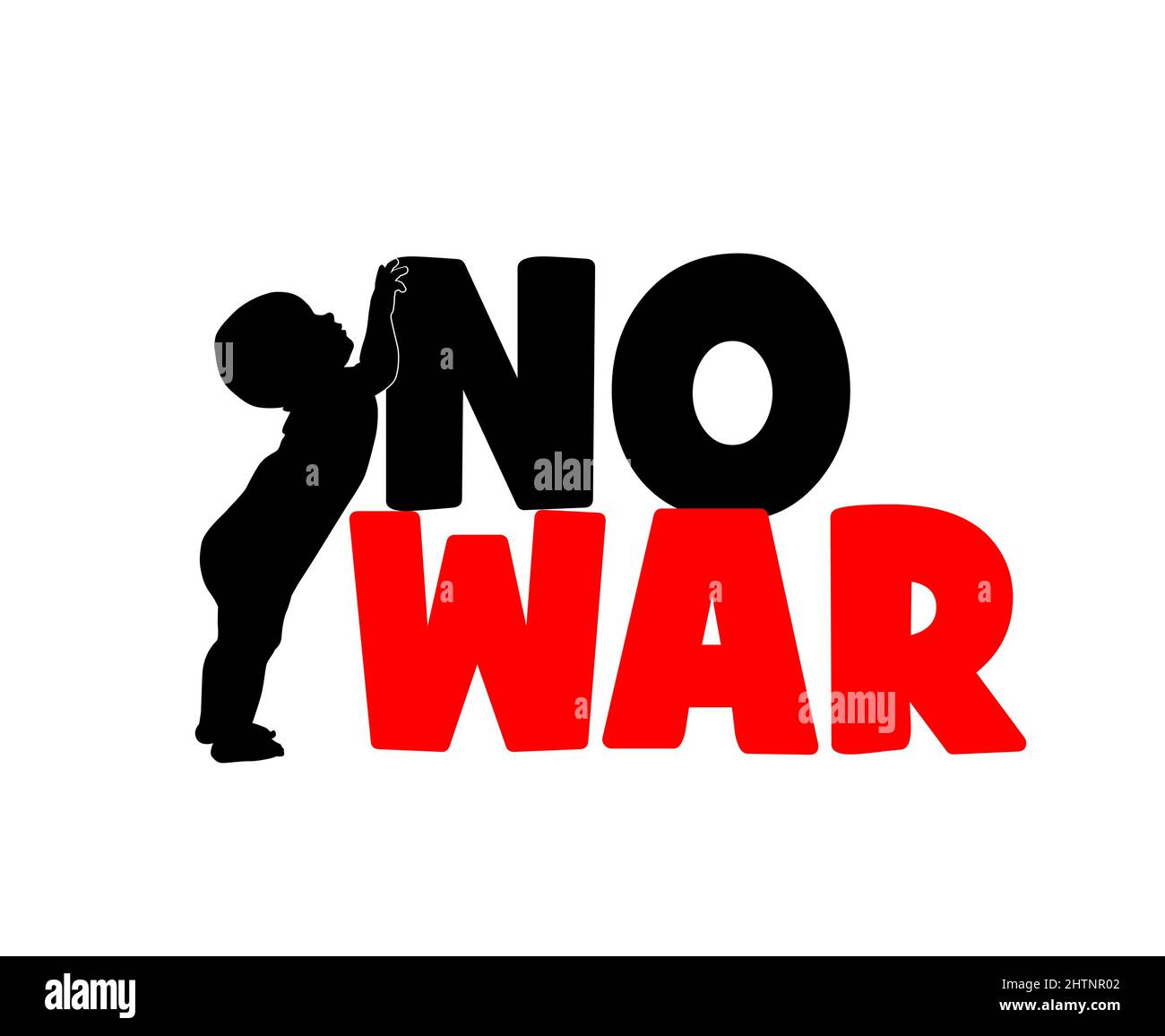 Vector poster Silhouette of a small child. No war. Vector illustration Stock Vector