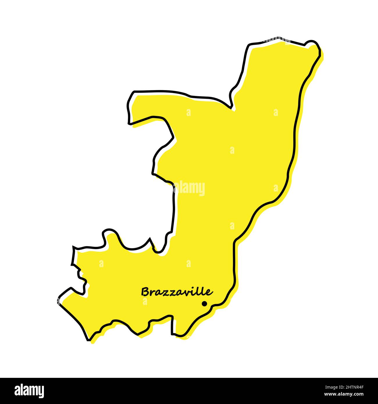 Simple outline map of Congo with capital location. Stylized minimal ...