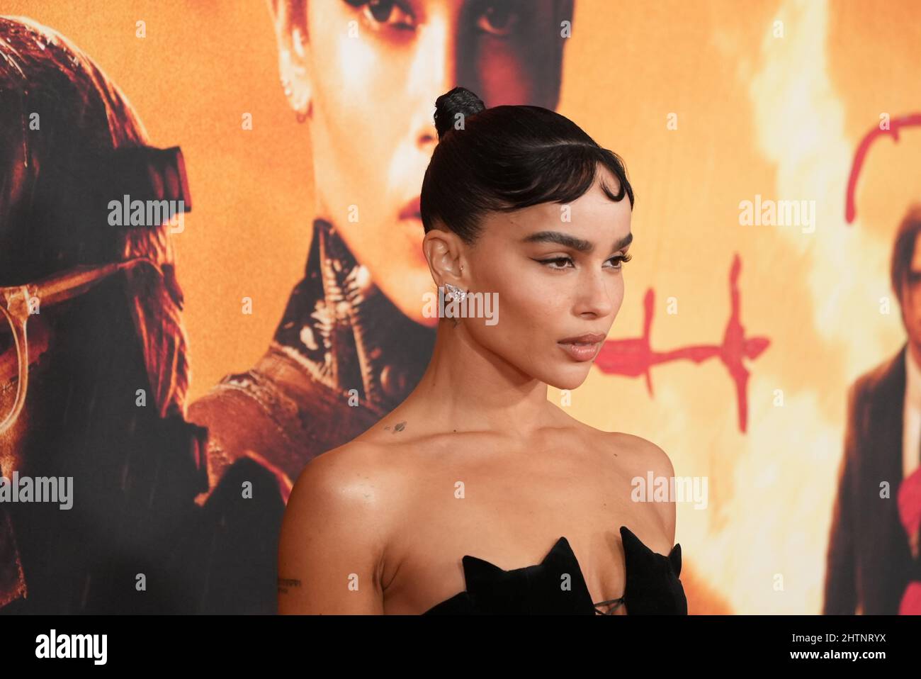 New York, United States. 01st Mar, 2022. Zoë Kravitz attends the world premiere of 'The Batman' at Lincoln Center Josie Robertson Plaza in New York. Credit: SOPA Images Limited/Alamy Live News Stock Photo
