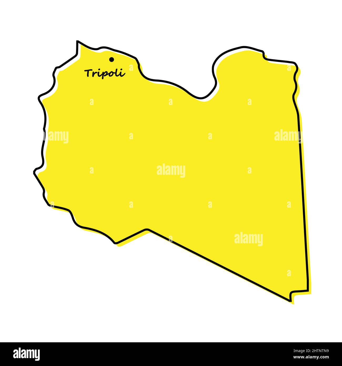 Simple outline map of Libya with capital location. Stylized minimal ...