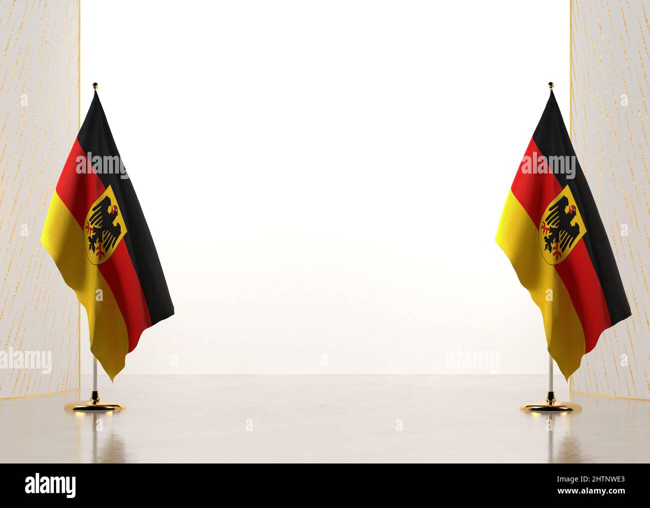 Border made with Germany national flag. Template elements for your certificate and diploma. Horizontal orientation. 3D illustration. Stock Photo