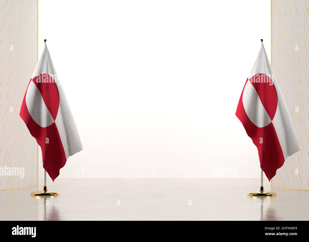 Border made with Greenland national flag. Template elements for your certificate and diploma. Horizontal orientation. 3D illustration. Stock Photo