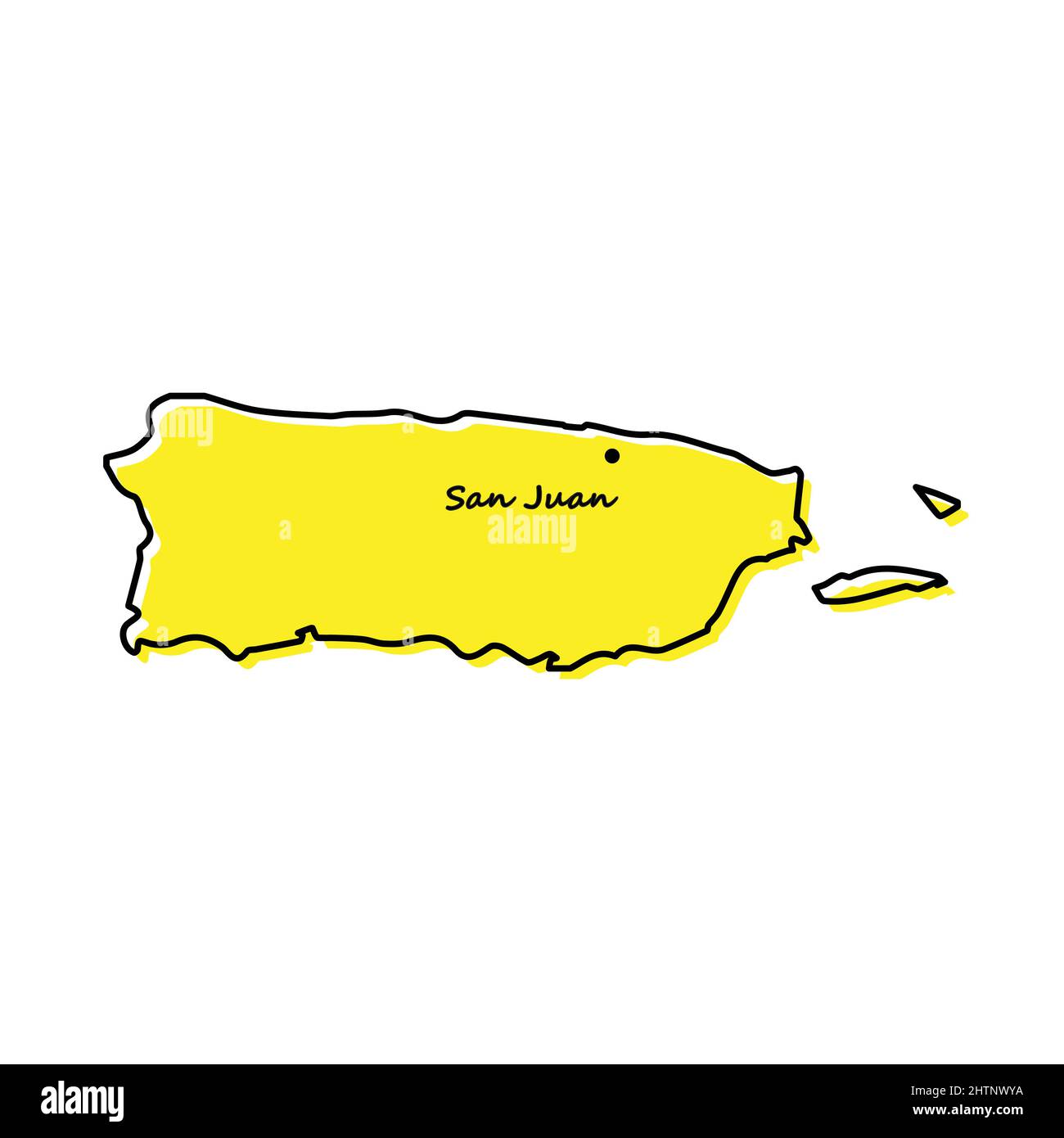 Simple outline map of Puerto Rico with capital location. Stylized minimal  line design Stock Vector Image & Art - Alamy