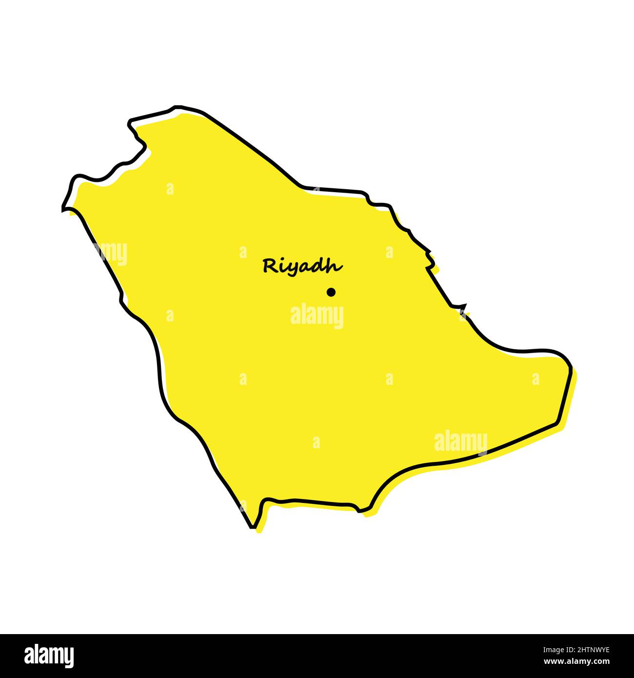 Simple outline map of Saudi Arabia with capital location. Stylized ...