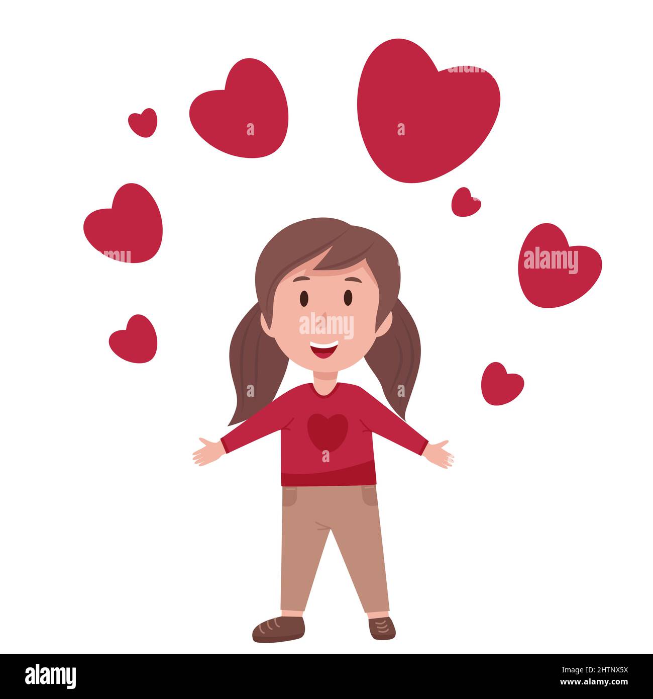 Happy girl isolated vector illustration Stock Vector Image & Art - Alamy