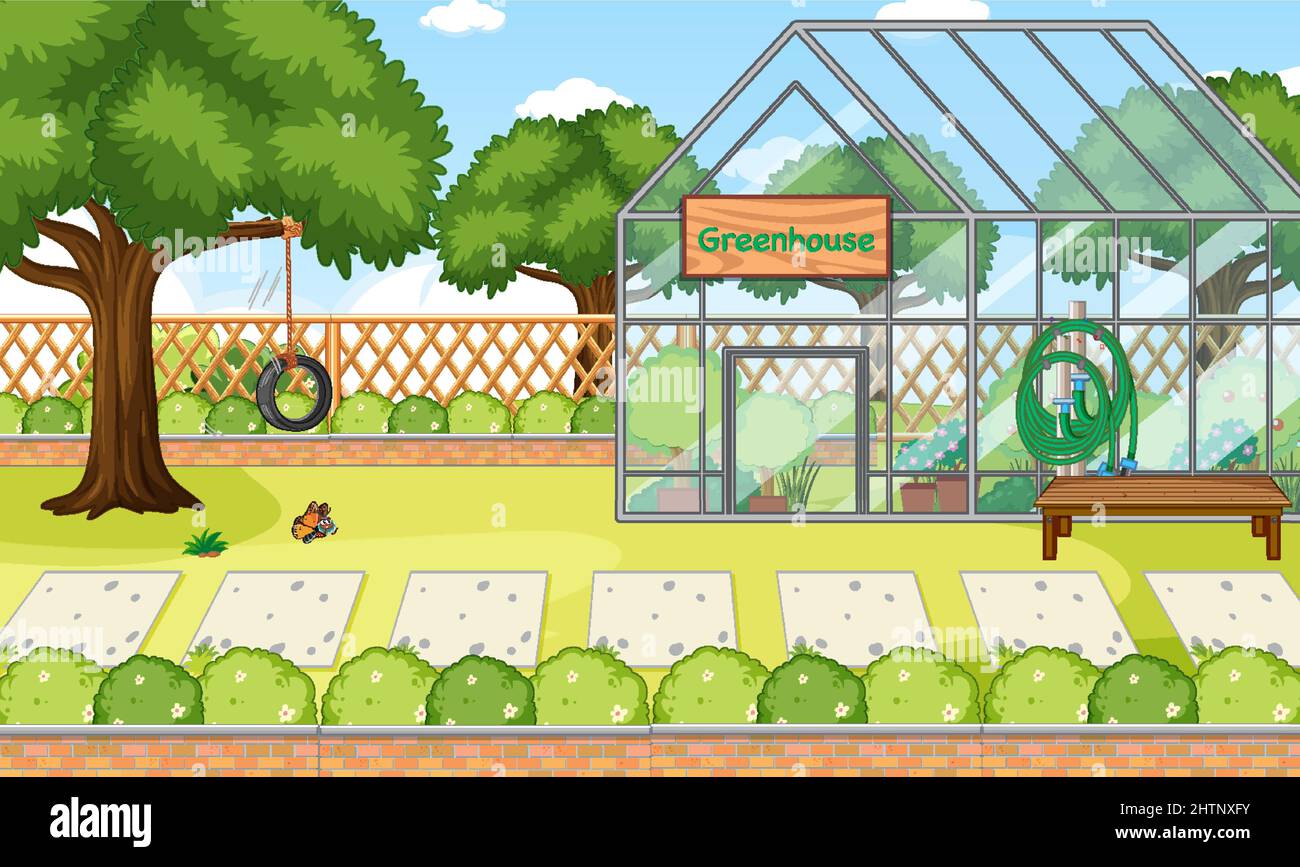 Scene of backyard with a fence illustration Stock Vector Image & Art ...