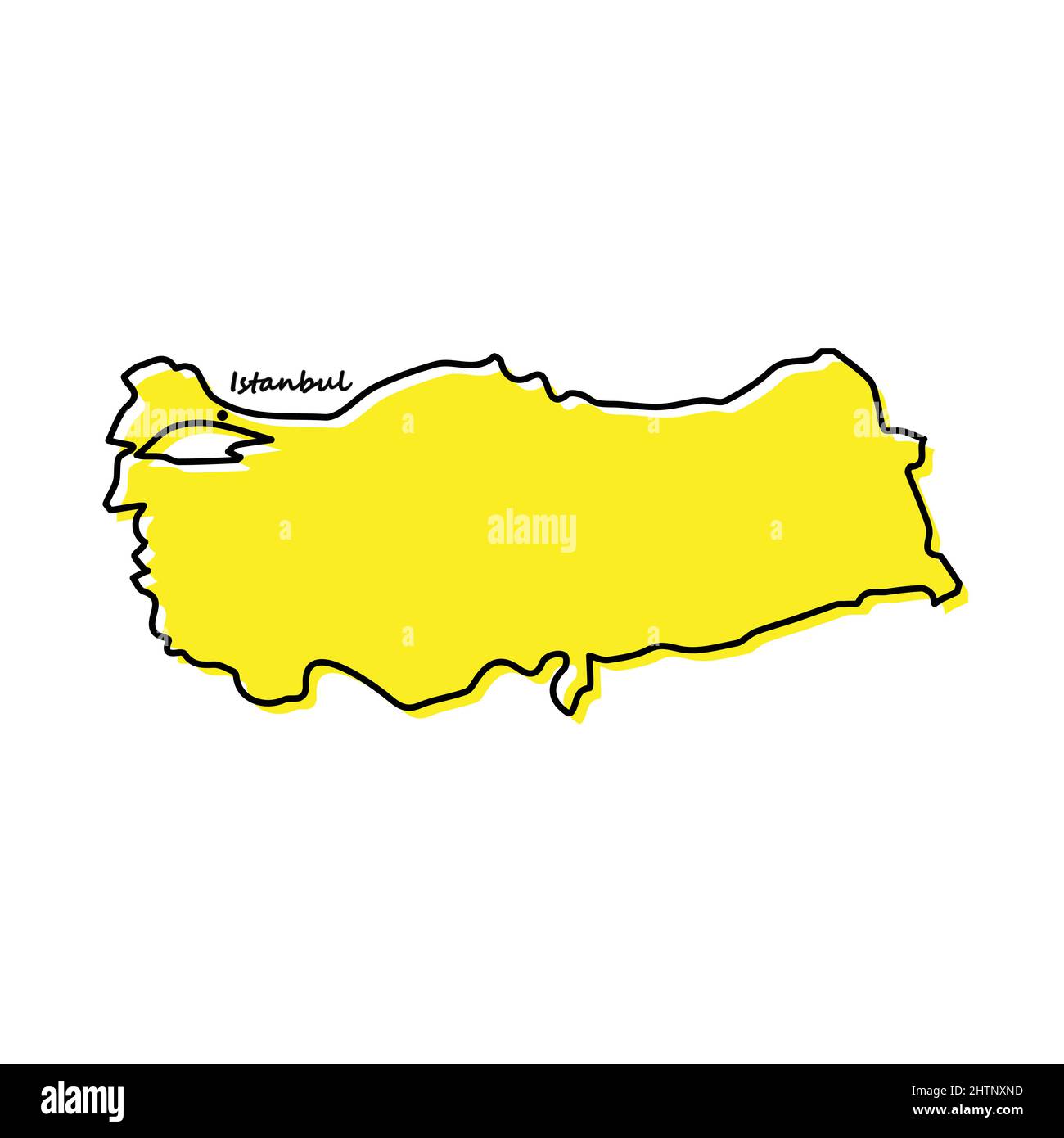 Simple outline map of Turkey with capital location. Stylized minimal ...