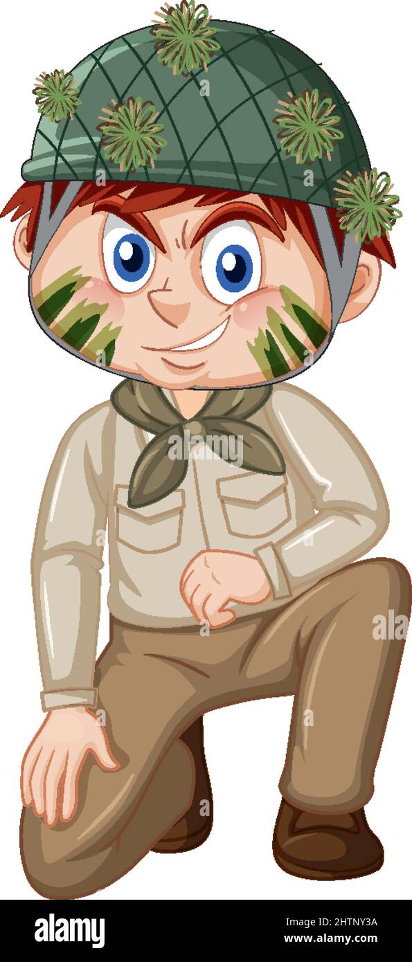 Little boy in scout uniform illustration Stock Vector Image & Art - Alamy