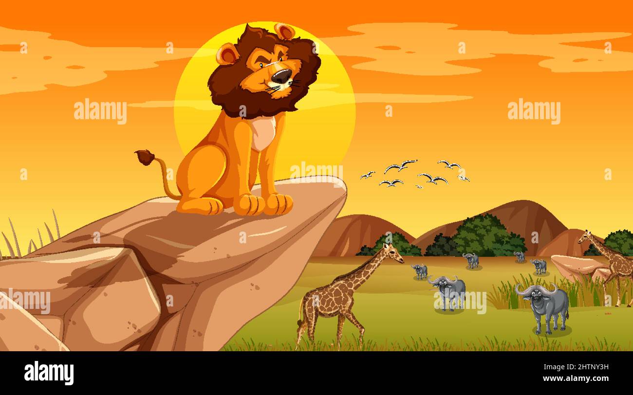 African animals illustration hi-res stock photography and images - Alamy