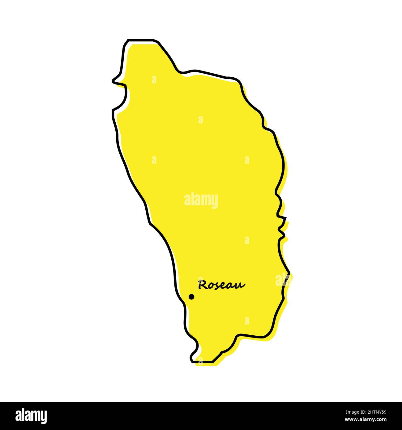 Simple outline map of Dominica with capital location. Stylized minimal ...