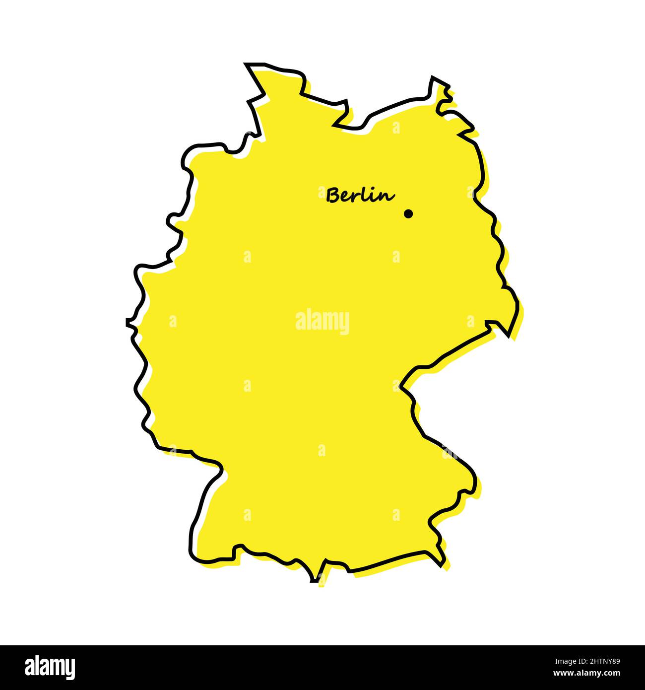 Simple outline map of Germany with capital location. Stylized minimal ...