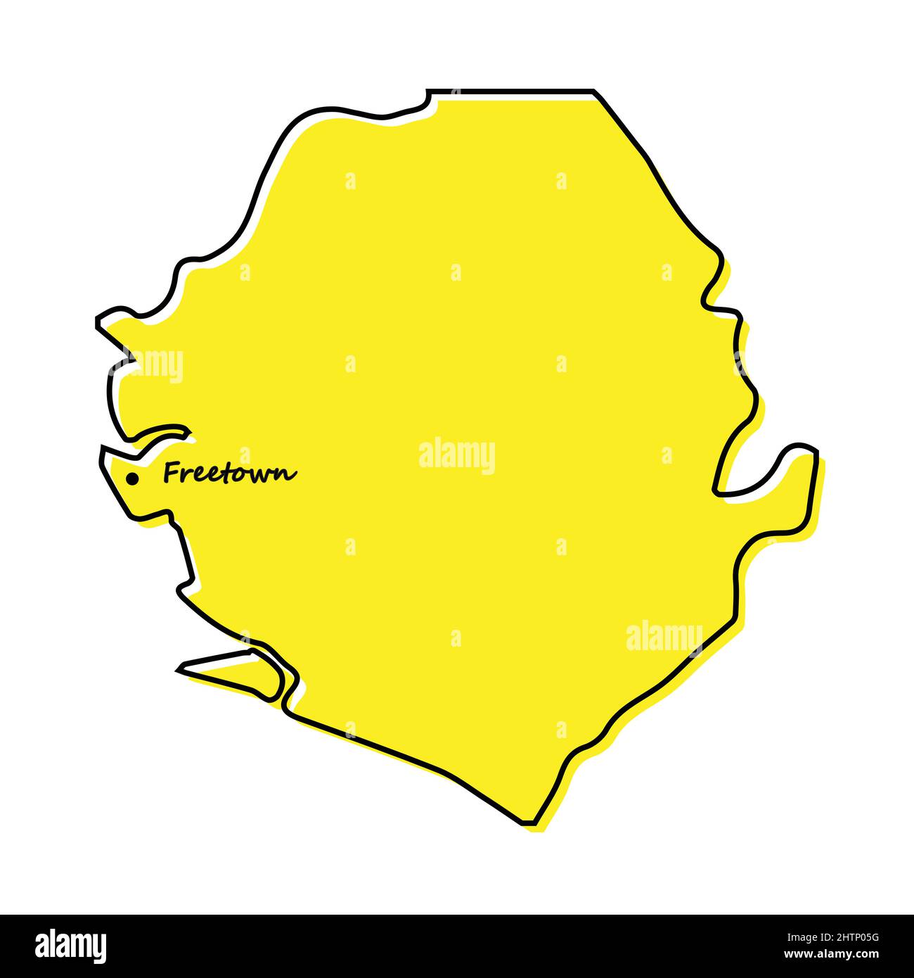 Simple outline map of Sierra Leone with capital location. Stylized ...