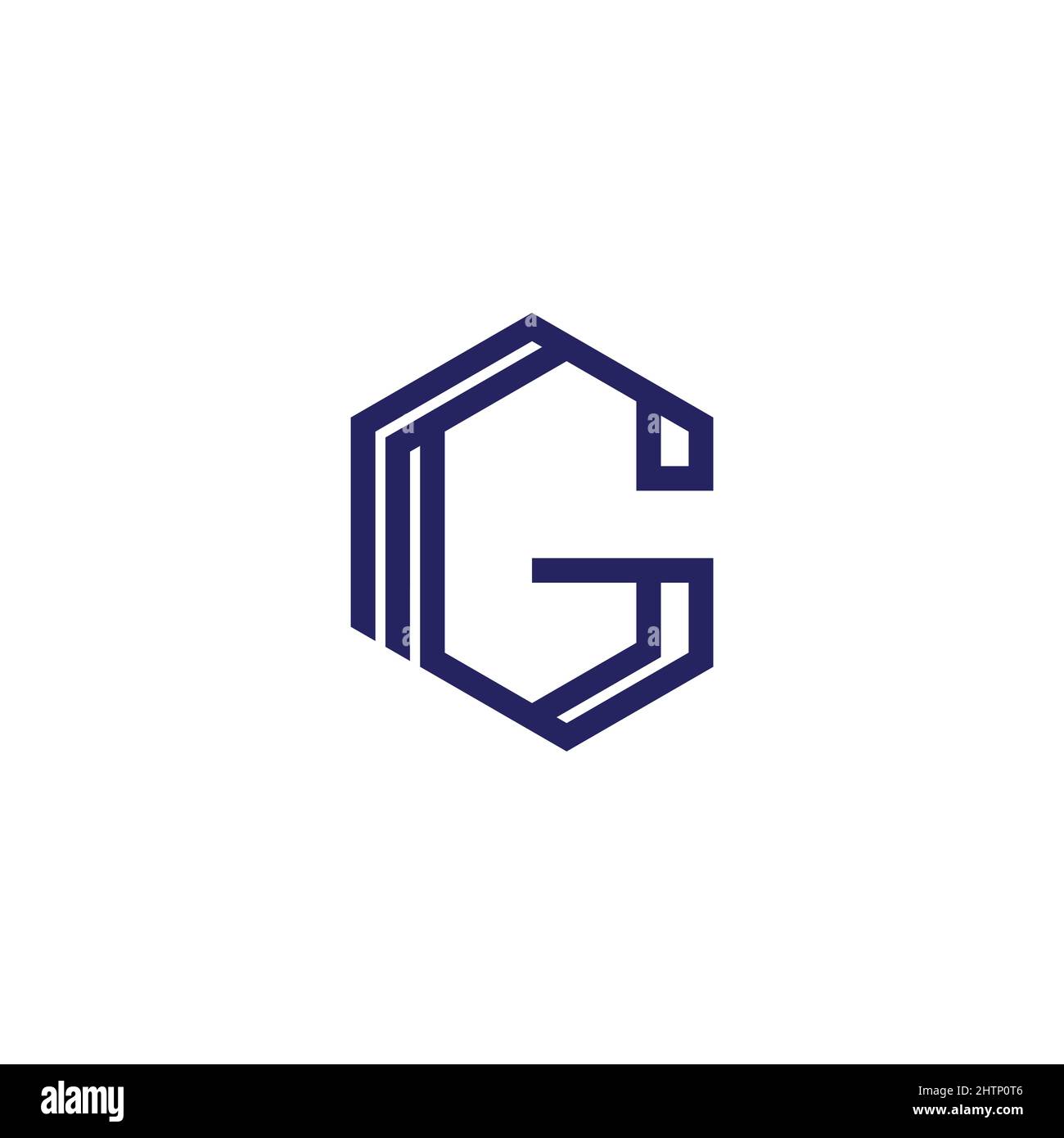 Hexagon G letter vector line logo design. Creative minimalism logotype ...