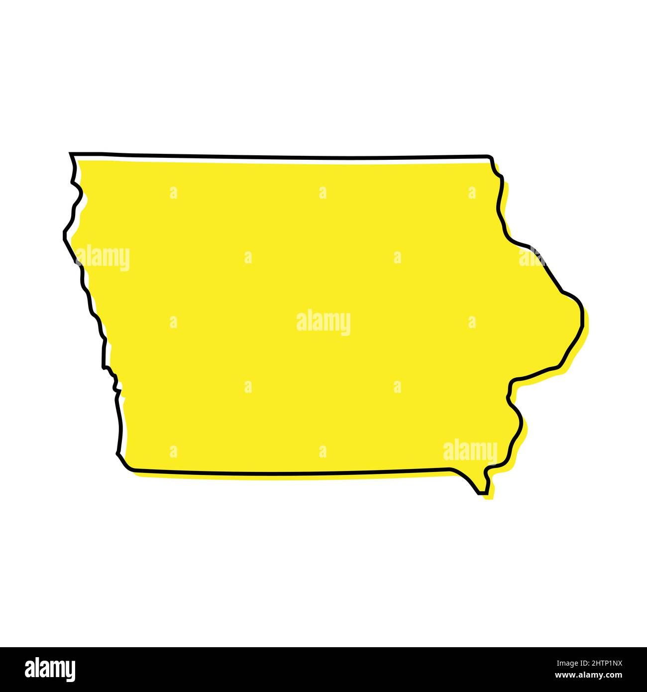 Simple outline map of Iowa is a state of United States. Stylized ...