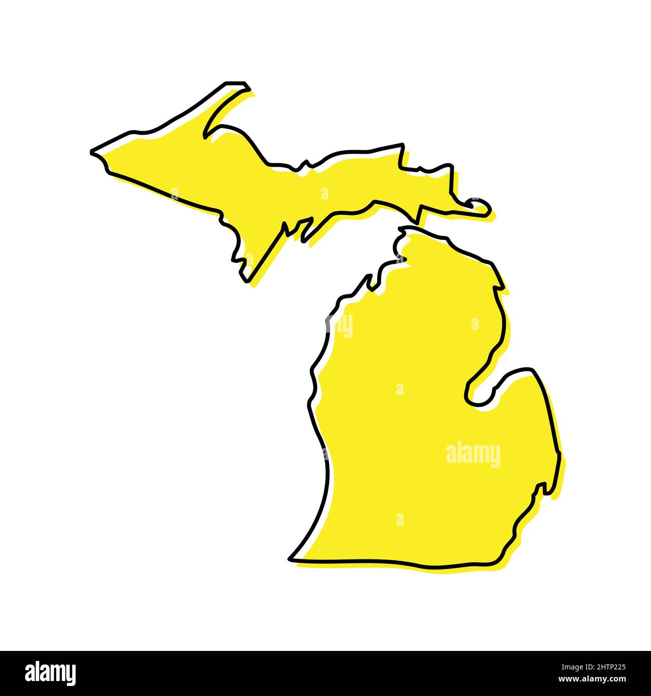 Simple Outline Map Of Michigan Is A State Of United States Stylized Simple Outline Map Of Michigan Is A State Of United States Stylized Minimal Line Design 2HTP225