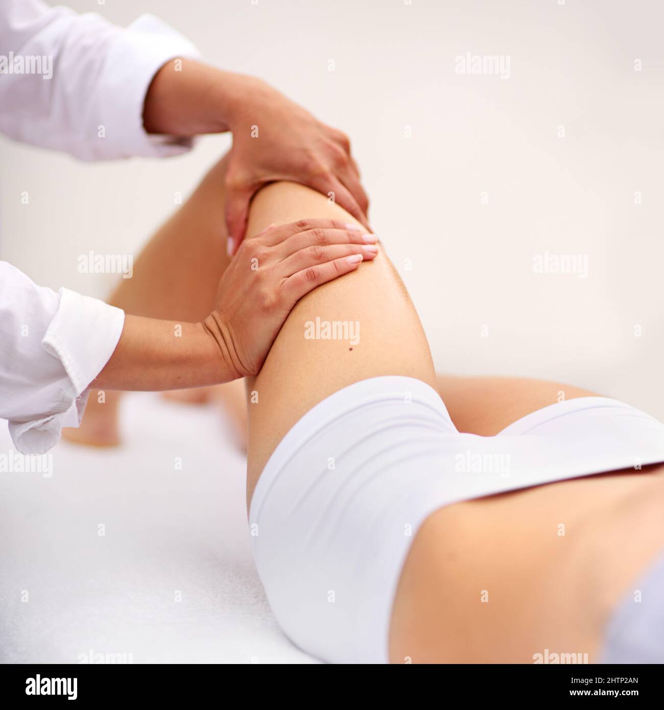Getting rid of tense muscles. Cropped shot of a woman enjyoing a massage at the day spa. Stock Photo