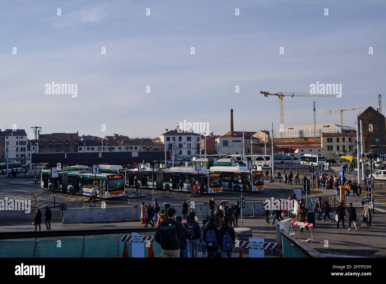 Bus station in Piazzale Roma in Venice Stock Photo