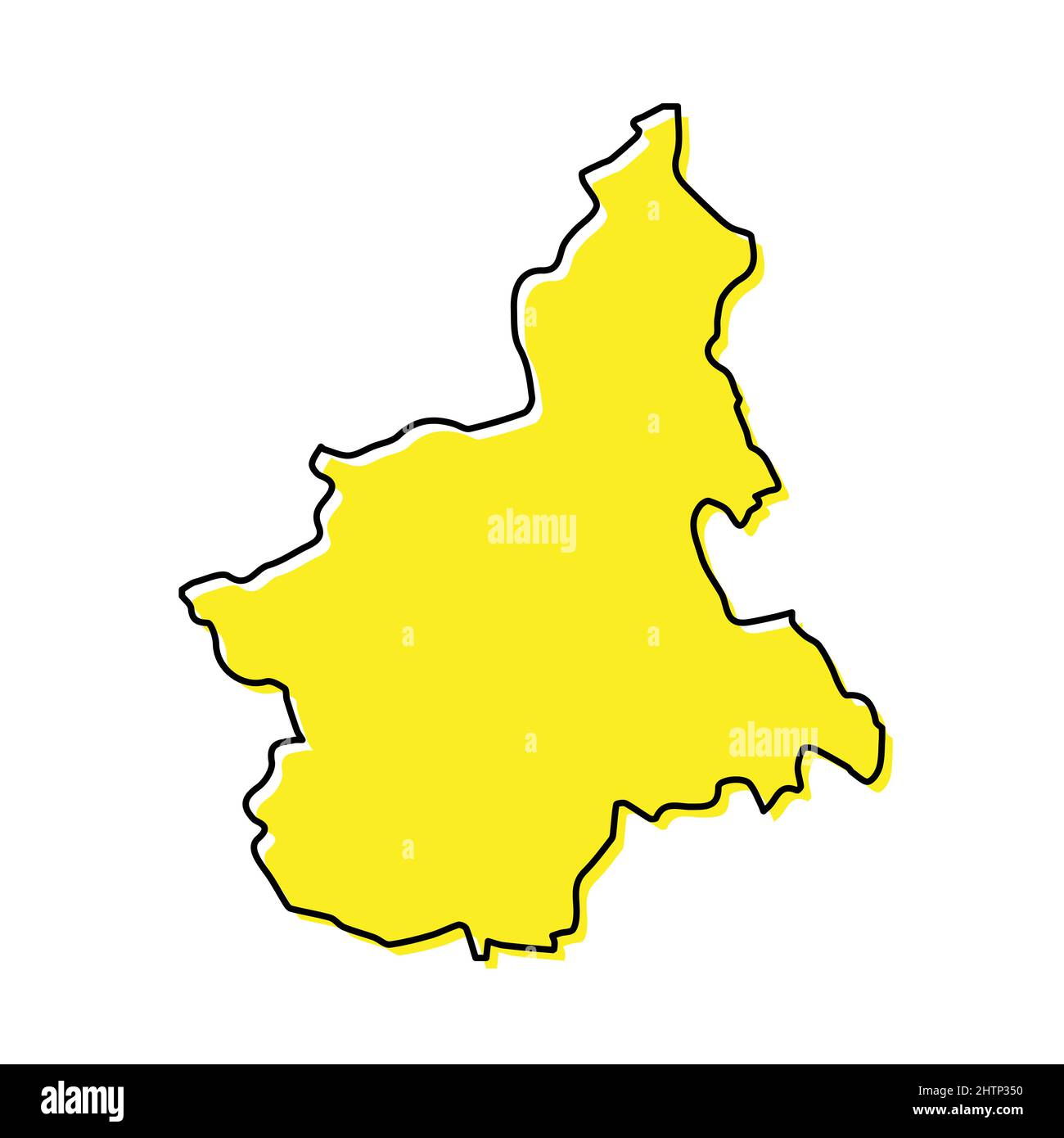 Simple outline map of Piedmont is a region of Italy. Stylized minimal line design Stock Vector